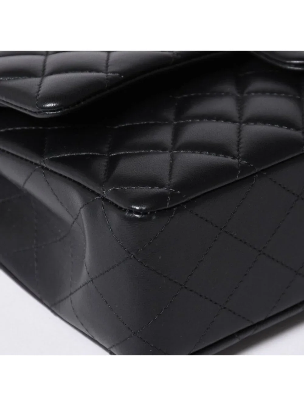Chanel Quilted 25 Double Flap Chain Shoulder Bag Base CC Logo Lambskin Black